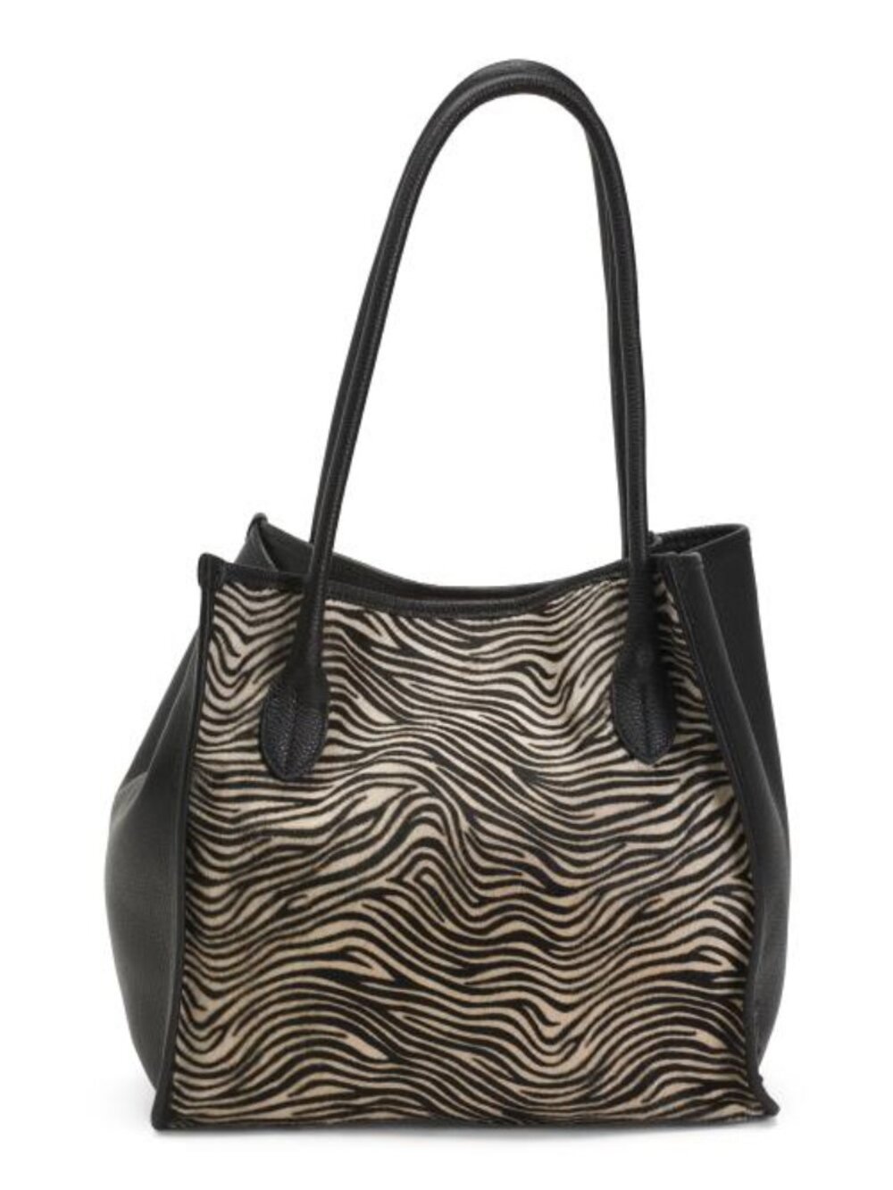 hover to zoom DIVINA FIRENZE Made In Italy Leather Tote With Haircalf Zebra Cen